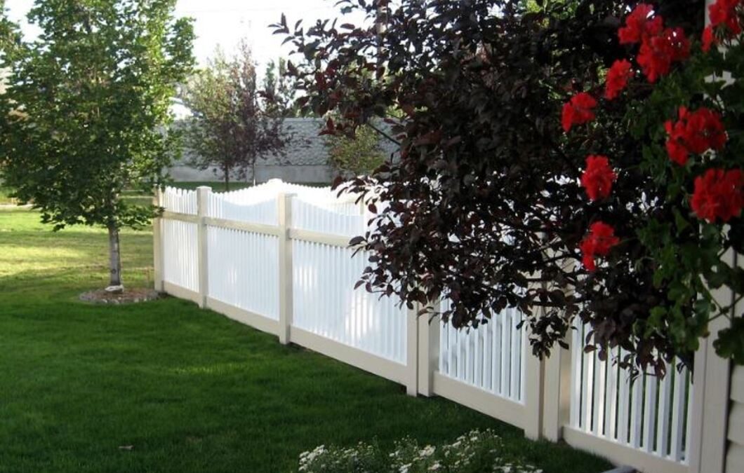 Replace Your Fence Before the Holidays, White and Almond Scallop Hampton