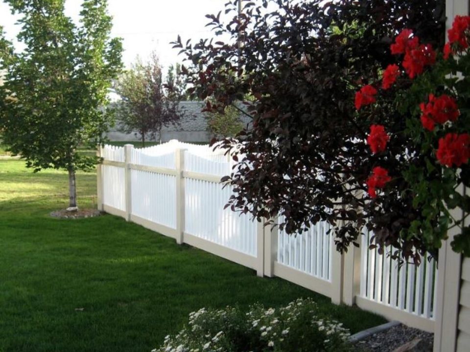 Replace Your Fence Before the Holidays, White and Almond Scallop Hampton